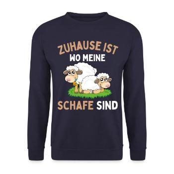 Home is where my sheep are! Sheep Shepherd - Unisex Sweatshirt - navy - Front - Alina (178cm) & Michal (187cm)