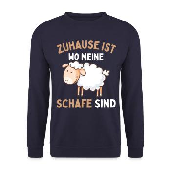 Home is where my sheep are! Sheep Shepherd - Unisex Sweatshirt - navy - Front - Alina (178cm) & Michal (187cm)