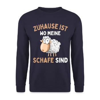 Home is where my sheep are! Sheep Shepherd - Unisex Sweatshirt - navy - Front - Alina (178cm) & Michal (187cm)