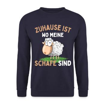 Home is where my sheep are! Sheep Shepherd - Unisex Sweatshirt - navy - Front - Alina (178cm) & Michal (187cm)