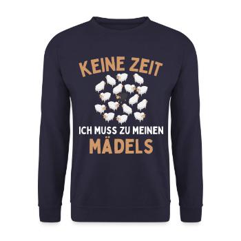 Ich muss zu meinen Mädels! Lustiger Schaf Schäfer - Unisex Pullover - Navy - Vorne - Alina (178cm) & Michal (187cm)