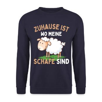 Home is where my sheep are! Sheep Shepherd - Unisex Sweatshirt - navy - Front - Alina (178cm) & Michal (187cm)