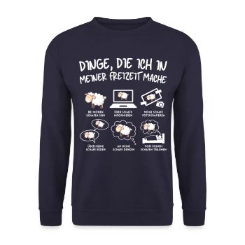 Lustiger Schaf Schafe Schäferei Schafhirte - Unisex Pullover - Navy - Vorne - Alina (178cm) & Michal (187cm)