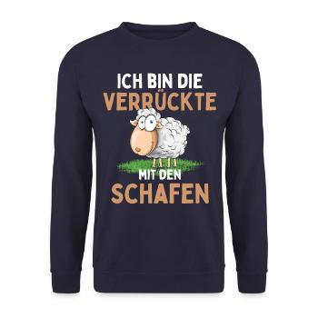 JE SUIS LE FOU AVEC LE MOUTON - Mouton - Sweat-shirt Unisexe - marine - Devant - Alina (178cm) & Michal (187cm)