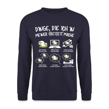 Lustiger Schaf Schafe Schäferei Schafhirte - Unisex Pullover - Navy - Vorne - Alina (178cm) & Michal (187cm)