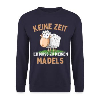 Ich muss zu meinen Mädels! Lustiger Schaf Schäfer - Unisex Pullover - Navy - Vorne - Alina (178cm) & Michal (187cm)