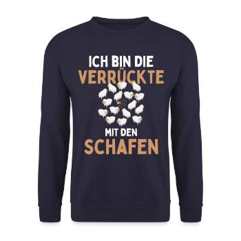 JE SUIS LE FOU AVEC LE MOUTON - Mouton - Sweat-shirt Unisexe - marine - Devant - Alina (178cm) & Michal (187cm)