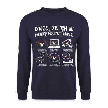 Funny Chicken Leisure Chicken Chicken Farmer - Unisex Sweatshirt - navy - Front - Alina (178cm) & Michal (187cm)