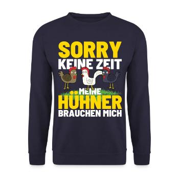 MY CHICKENS NEED ME! Funny Chicken Chicken - Unisex Sweatshirt - navy - Front - Alina (178cm) & Michal (187cm)