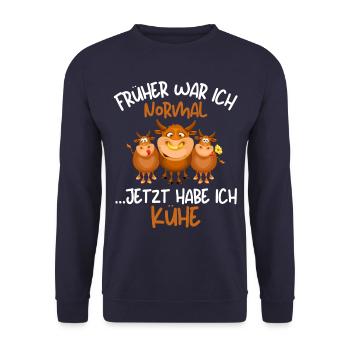 J’AVAIS L’HABITUDE D’ÊTRE NORMALMAINTENANT J’AI DES VACHES Des choses drôles - Sweat-shirt Unisexe - marine - Devant - Alina (178cm) & Michal (187cm)