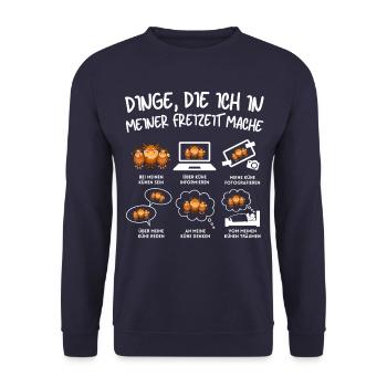 VACHES DRÔLES VACHE FERMIER DISANT DRÔLE DE VACHE FEMME DE FERMIER - Sweat-shirt Unisexe - marine - Devant - Alina (178cm) & Michal (187cm)