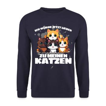 JE PRÉFÈRE ALLER VOIR MES CHATS MAINTENANT ! - Sweat-shirt Unisexe - marine - Devant - Alina (178cm) & Michal (187cm)