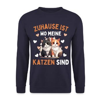 J’AIME LES CHATS ! Drôle de chat chat - Sweat-shirt Unisexe - marine - Devant - Alina (178cm) & Michal (187cm)