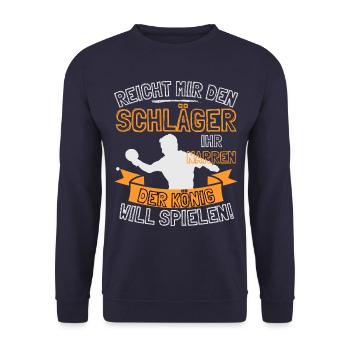 DICTON DE TENNIS DE TABLE DRÔLE - DONNEZ-MOI LE - Sweat-shirt Unisexe - marine - Devant - Alina (178cm) & Michal (187cm)
