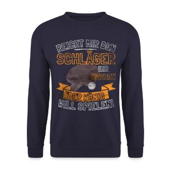FUNNY TABLE TENNIS SAYING - HAND ME THE - Unisex Sweatshirt - navy - Front - Alina (178cm) & Michal (187cm)
