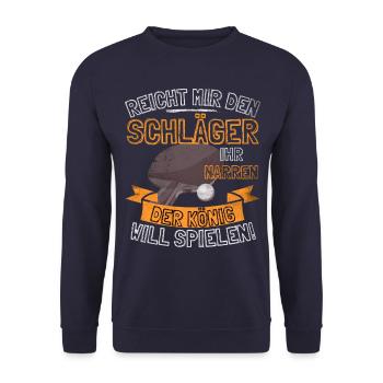 FUNNY TABLE TENNIS SAYING - HAND ME THE - Unisex Sweatshirt - navy - Front - Alina (178cm) & Michal (187cm)