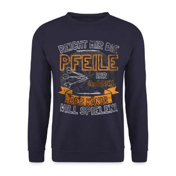 Drôles de fléchettes disant DONNE-MOI LES FLÈCHES À ELLE - Sweat-shirt Unisexe - marine - Devant - Alina (178cm) & Michal (187cm)