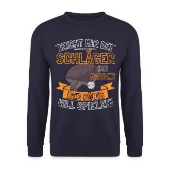 FUNNY TABLE TENNIS SAYING - HAND ME THE - Unisex Sweatshirt - navy - Front - Alina (178cm) & Michal (187cm)