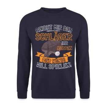 FUNNY TABLE TENNIS SAYING - HAND ME THE - Unisex Sweatshirt - navy - Front - Alina (178cm) & Michal (187cm)