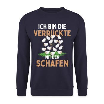 I'M THE CRAZY ONE WITH THE SHEEP - Sheep - Unisex Sweatshirt - navy - Front - Alina (178cm) & Michal (187cm)