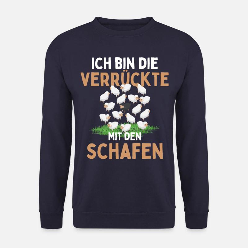 ICH BIN DIE VERRÜCKTE MIT DEN SCHAFEN - Schaf - Unisex Pullover - Navy
