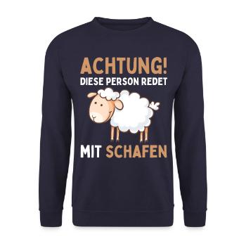 Lustiger Schaf Schafe Schäferei Schafhirte - Unisex Pullover - Navy - Vorne - Alina (178cm) & Michal (187cm)