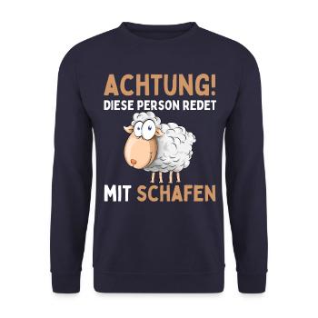 Lustiger Schaf Schafe Schäferei Schafhirte - Unisex Pullover - Navy - Vorne - Alina (178cm) & Michal (187cm)