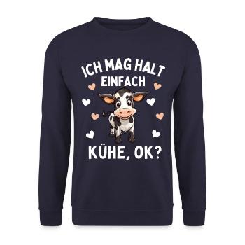 CRAZY COW LADY - Funny Farmer's Wife Farmer - Unisex Sweatshirt - navy - Front - Alina (178cm) & Michal (187cm)