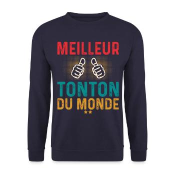 Meilleur Tonton cadeau anniversaire tonton - Sweat-shirt Unisexe - marine - Devant - Alina (178cm) & Michal (187cm)