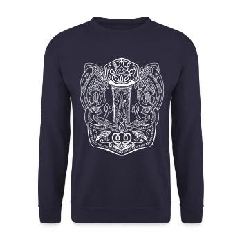 Thor's Hammer, Thor's Hammer, Mjölnir - Unisex Sweatshirt - navy - Front - Alina (178cm) & Michal (187cm)