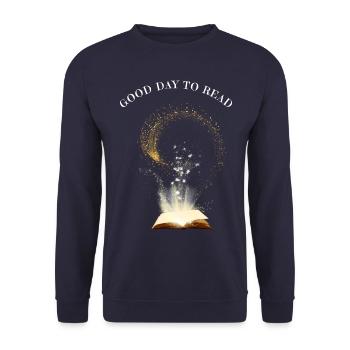 Good day to read - Unisex Sweatshirt - navy - Front - Alina (178cm) & Michal (187cm)