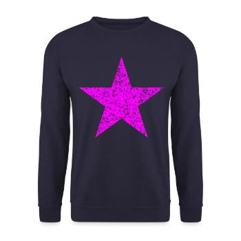 pinker Stern, pink star - Unisex Pullover - Navy - Vorne - Alina (178cm) & Michal (187cm)