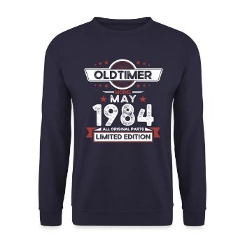 40th Birthday Man Vintage May Vintage 1984 - Unisex Sweatshirt - navy - Front - Alina (178cm) & Michal (187cm)