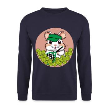 Tennis Hamster - hamster mignon avec des balles et une casquette - Sweat-shirt Unisexe - marine - Devant - Alina (178cm) & Michal (187cm)