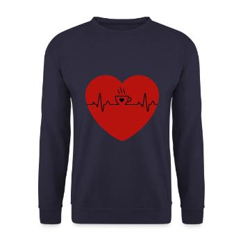 Kaffee Liebhaber Kaffeebohne lustiges - Unisex Pullover - Navy - Vorne - Alina (178cm) & Michal (187cm)
