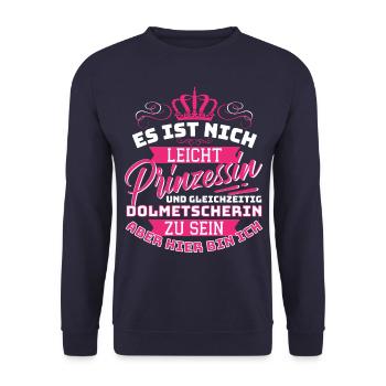 Princess & Interpreter - Funnyer - Unisex Sweatshirt - navy - Front - Alina (178cm) & Michal (187cm)