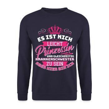 Prinzessin & Krankenschwester, nicht leicht aber - Unisex Pullover - Navy - Vorne - Alina (178cm) & Michal (187cm)