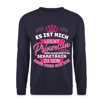 Prinzessin & Sekretärin - Lustiges Büro Kollegen - Unisex Pullover - Navy - Vorne - Alina (178cm) & Michal (187cm)