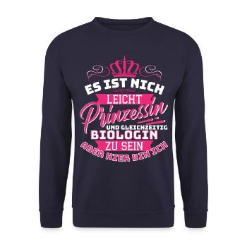 Prinzessin & Biologin - Wissenschaft Mikrobiologe - Unisex Pullover - Navy - Vorne - Alina (178cm) & Michal (187cm)