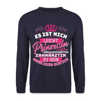 Princesse et dentiste - Collègue drôle - Sweat-shirt Unisexe - marine - Devant - Alina (178cm) & Michal (187cm)