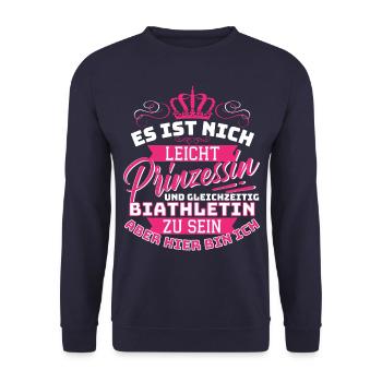 Princess & biathlete - here I am! Biathlon - Unisex Sweatshirt - navy - Front - Alina (178cm) & Michal (187cm)