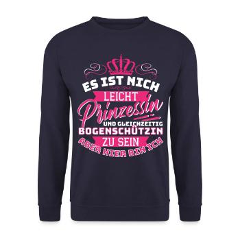 Prinzessin & Bogenschützin - Lustiges - Unisex Pullover - Navy - Vorne - Alina (178cm) & Michal (187cm)