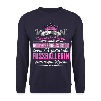 Frauenfußball Fußballspielerin Fussballerin - Unisex Pullover - Navy - Vorne - Alina (178cm) & Michal (187cm)