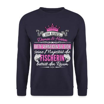 Angler Fishing Fishing Fishing Fisherwoman Angler - Unisex Sweatshirt - navy - Front - Alina (178cm) & Michal (187cm)
