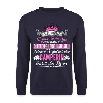 Camper saying for campers while camping with - Unisex Sweatshirt - navy - Front - Alina (178cm) & Michal (187cm)