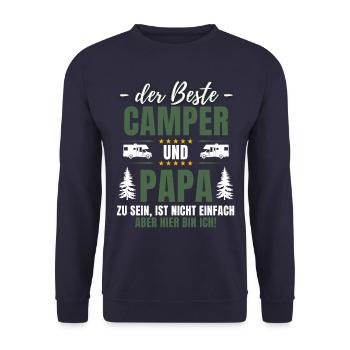 THE BEST CAMPER & DAD - Fun camping - Unisex Sweatshirt - navy - Front - Alina (178cm) & Michal (187cm)