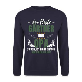 THE BEST GARDENER AND GRANDPA! Fun garden - Unisex Sweatshirt - navy - Front - Alina (178cm) & Michal (187cm)