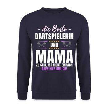 DARTSPIELERIN & MAMA! Lustiges Dart Darts Spruch - Unisex Pullover - Navy - Vorne - Alina (178cm) & Michal (187cm)