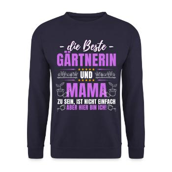Die Beste Gärtnerin Und Mama Zu Sein Ist Nicht - Unisex Pullover - Navy - Vorne - Alina (178cm) & Michal (187cm)
