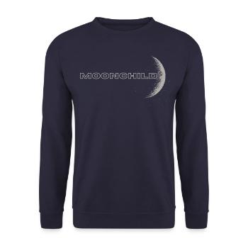 MOONCHILD - Statement Print Mondkinder Universum - Unisex Pullover - Navy - Vorne - Alina (178cm) & Michal (187cm)